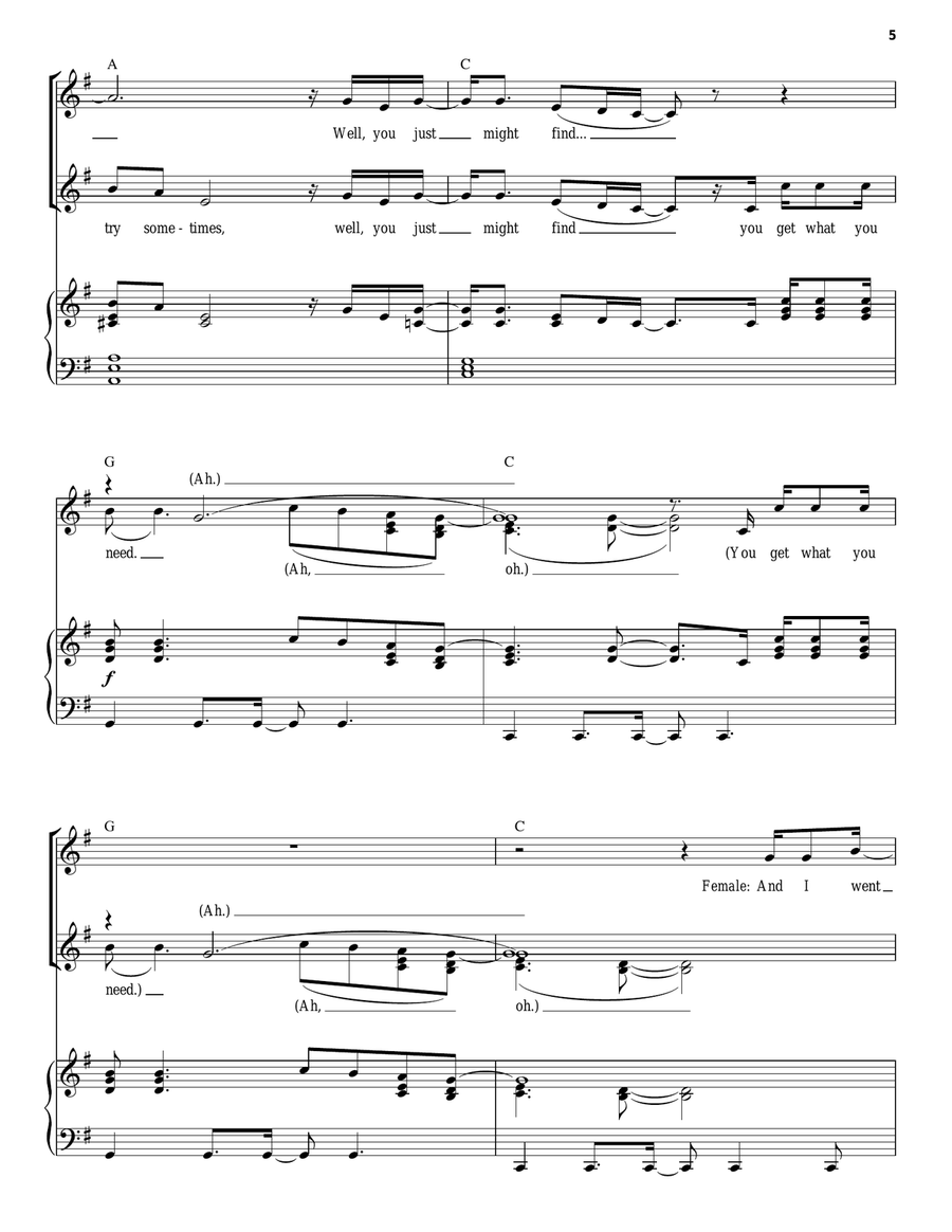 You Can't Always Get What You Want Piano, Vocal scores gallery preview page 5