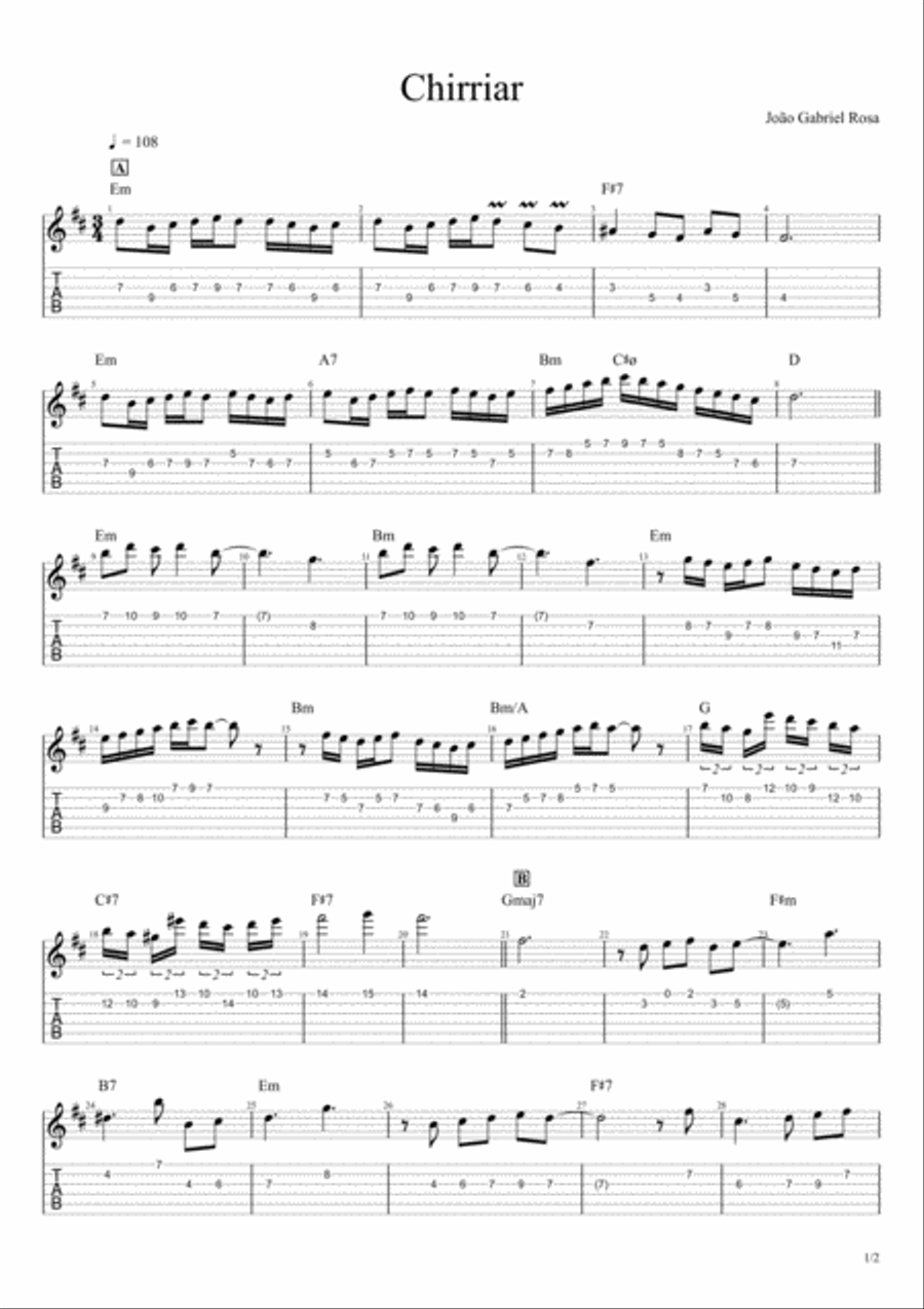 Chirriar (tab) Guitar Tablature scores gallery preview page 1