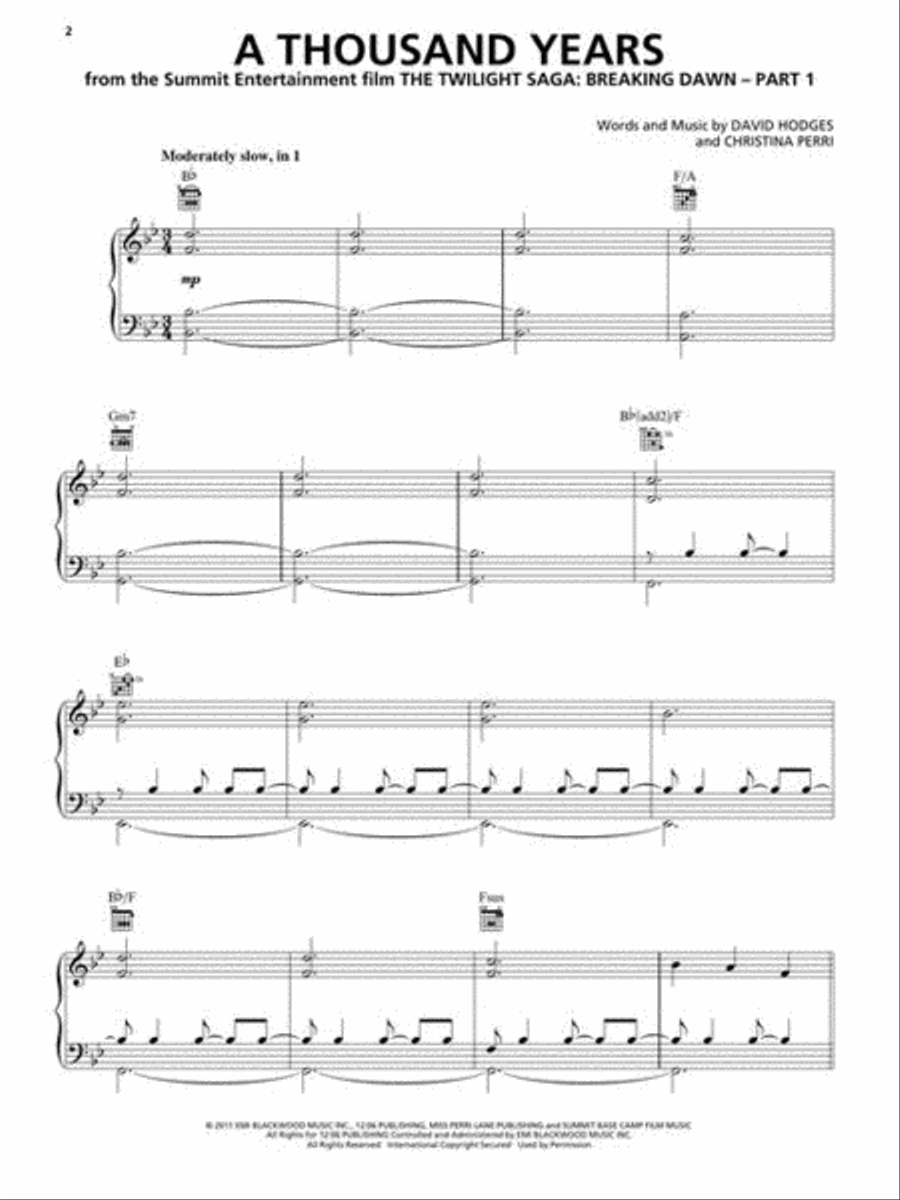A Thousand Years Piano, Vocal, Guitar scores gallery preview page 3