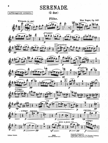 Serenade (G dur) fur Flote, Violine und Bratsche, oder 2 Violinen und Bratsche, op. 141a