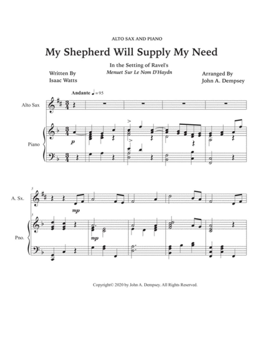 My Shepherd Will Supply My Need (Psalm 23): Alto Sax and Piano image number null