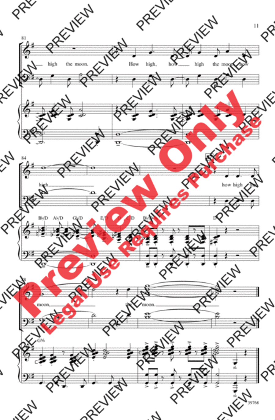 How High the Moon 4-Part scores gallery preview page 11