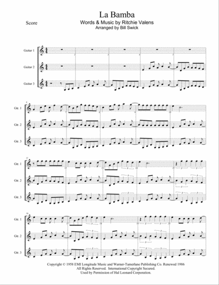La Bamba Guitar scores gallery preview page 1