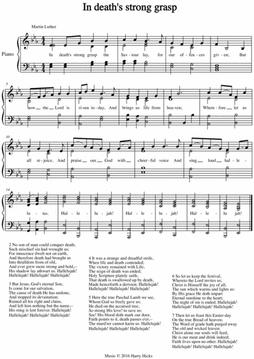 I death's strong grasp. A new tune to a wonderful Martin Luther hymn.