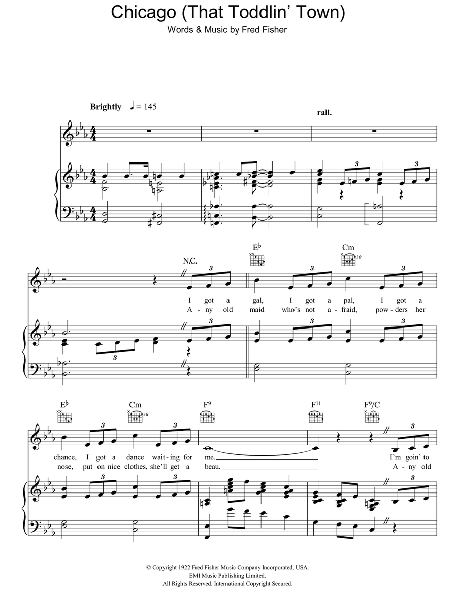 Chicago (That Toddlin' Town) Piano, Vocal, Guitar scores gallery preview page 1