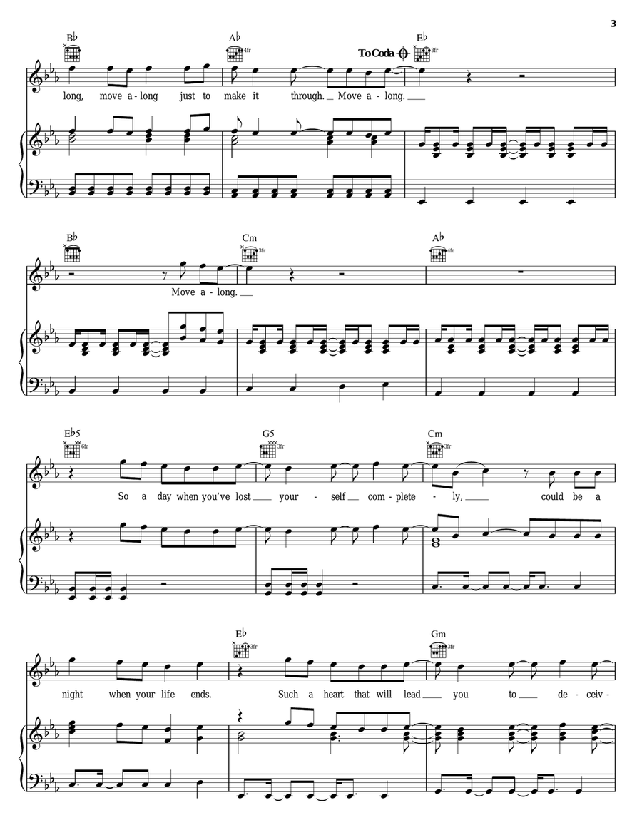 Move Along Piano, Vocal, Guitar scores gallery preview page 3
