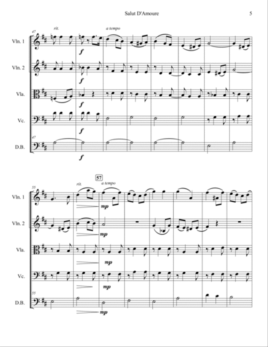 Salut De'Amoure (Liebesgruss) String Orchestra scores gallery preview page 5