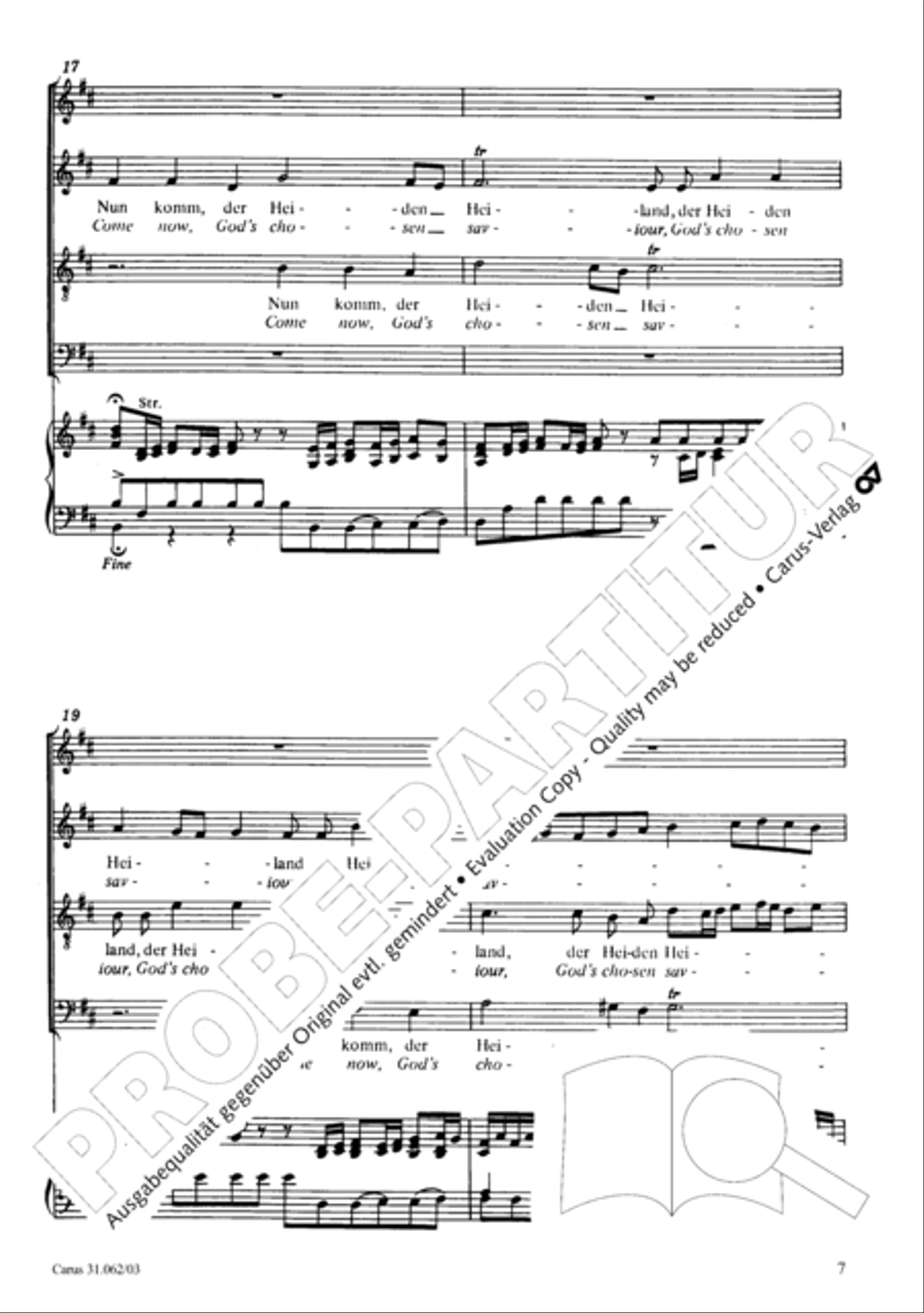 Now come, the nation's Saviour (Nun komm, der Heiden Heiland) 4-Part scores gallery preview page 8