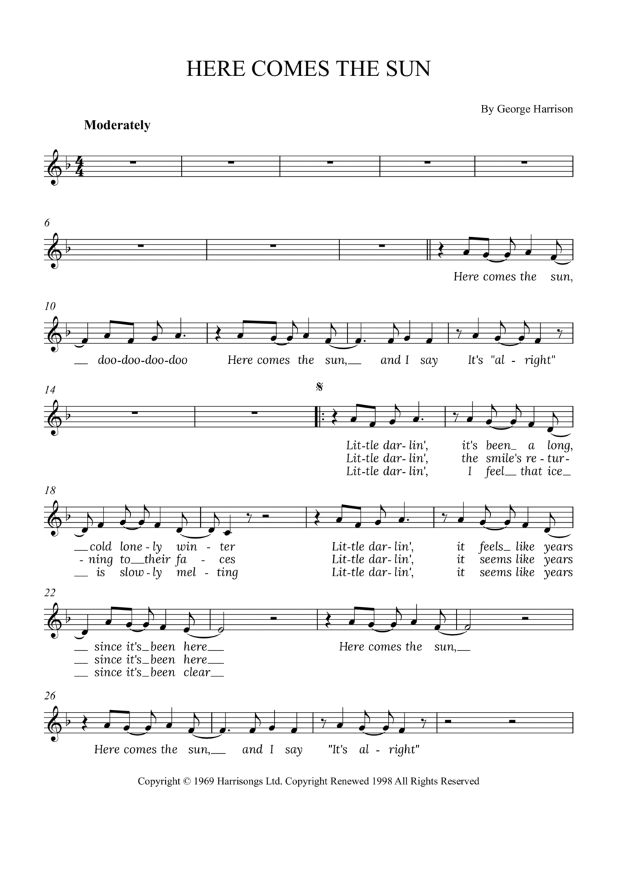 Here Comes The Sun B-Flat Clarinet scores gallery preview page 1