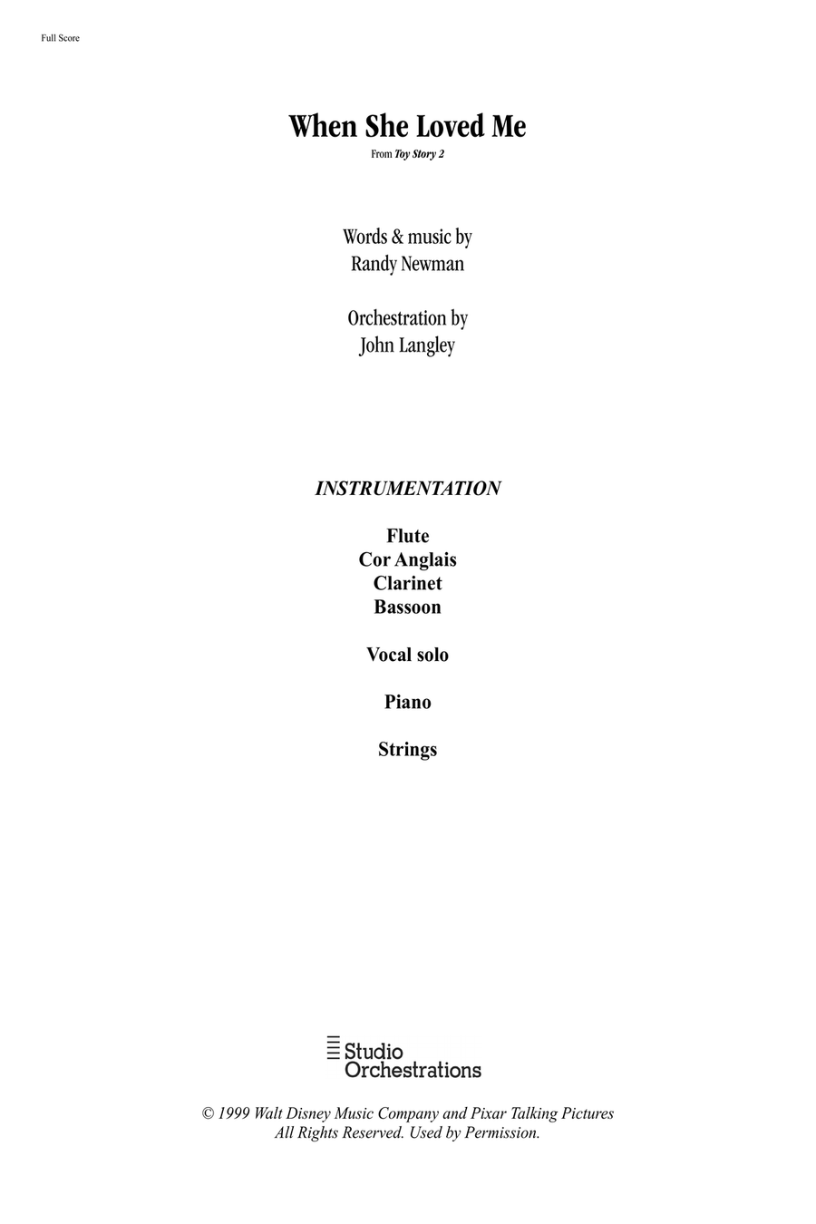 When She Loved Me Full Orchestra scores gallery preview page 1