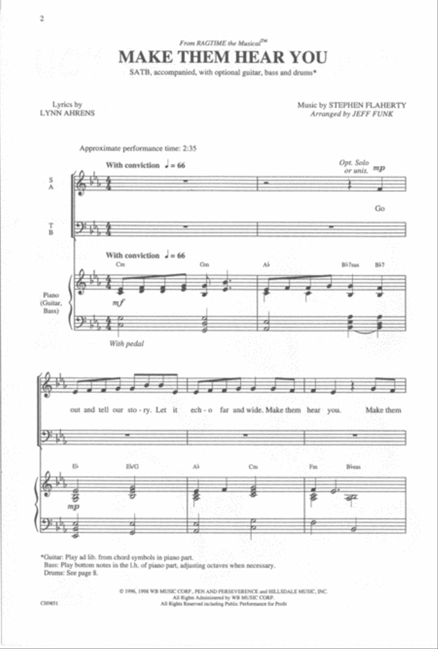 Make Them Hear You (from Ragtime The Musical) 4-Part scores gallery preview page 2
