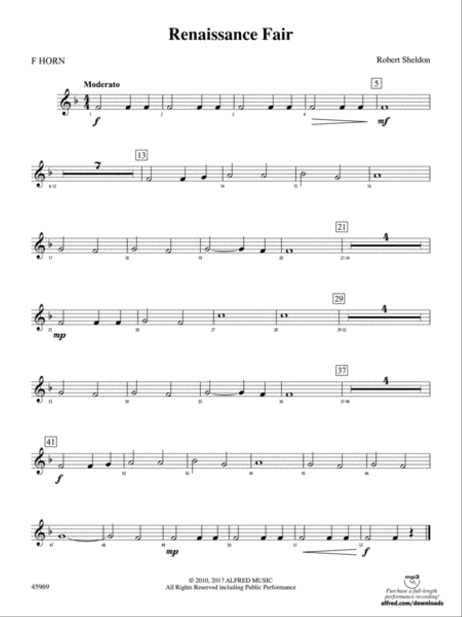 Renaissance Fair: 1st F Horn Concert Band scores gallery preview page 1