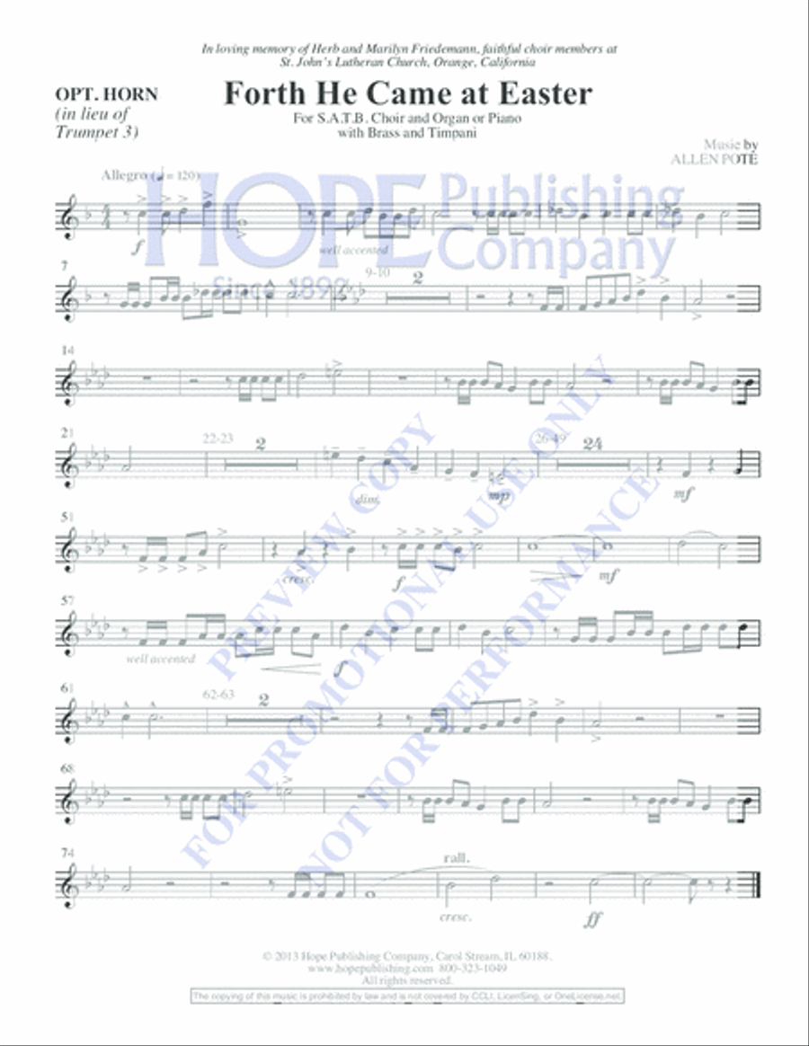 Forth He Came at Easter 4-Part scores gallery preview page 18