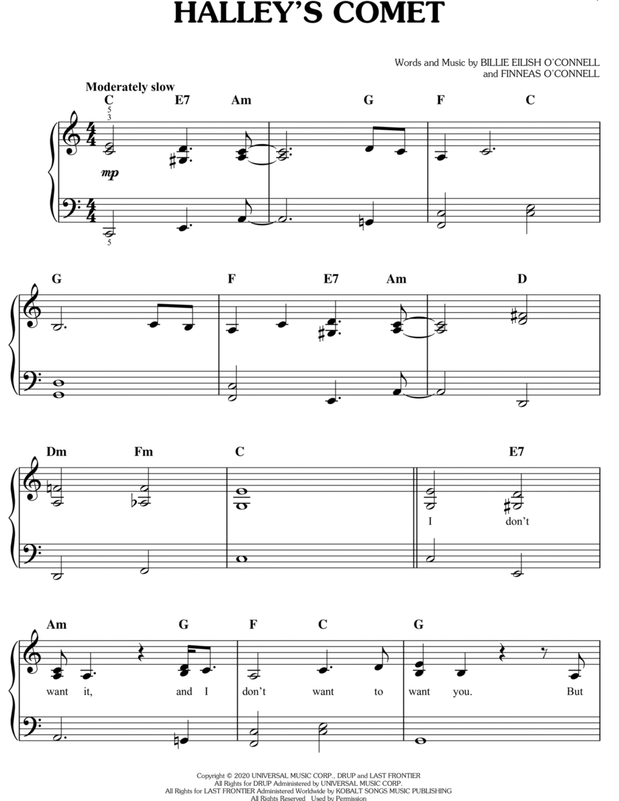 Halley's Comet Easy Piano scores gallery preview page 1
