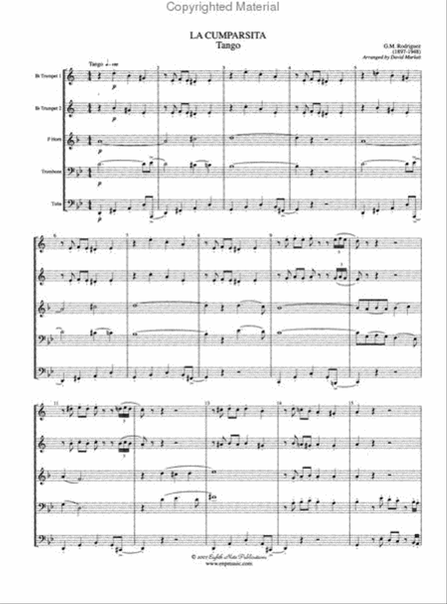 La Cumparsita Tango Brass Quintet scores gallery preview page 2