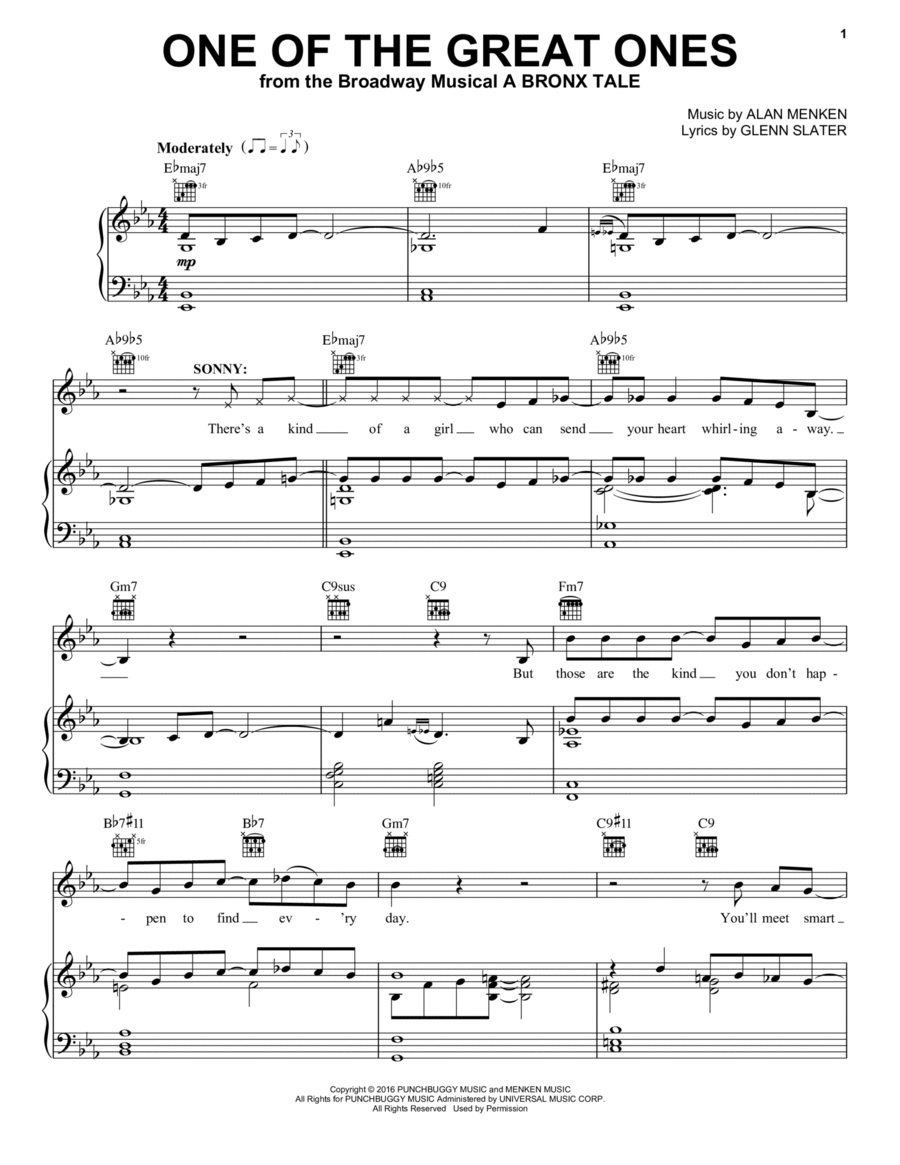 One Of The Great Ones Piano, Vocal, Guitar scores gallery preview page 1