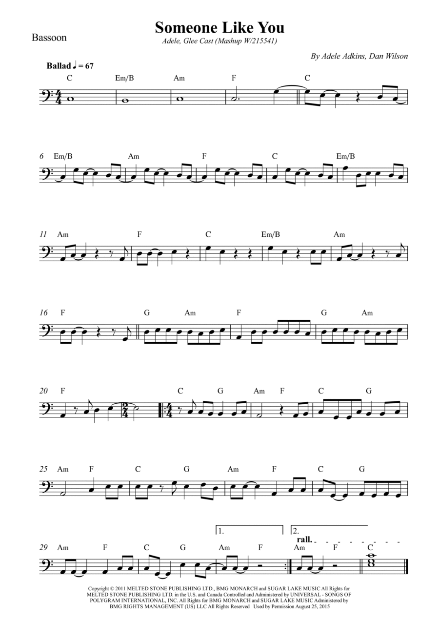 Someone Like You Bassoon Solo scores gallery preview page 1