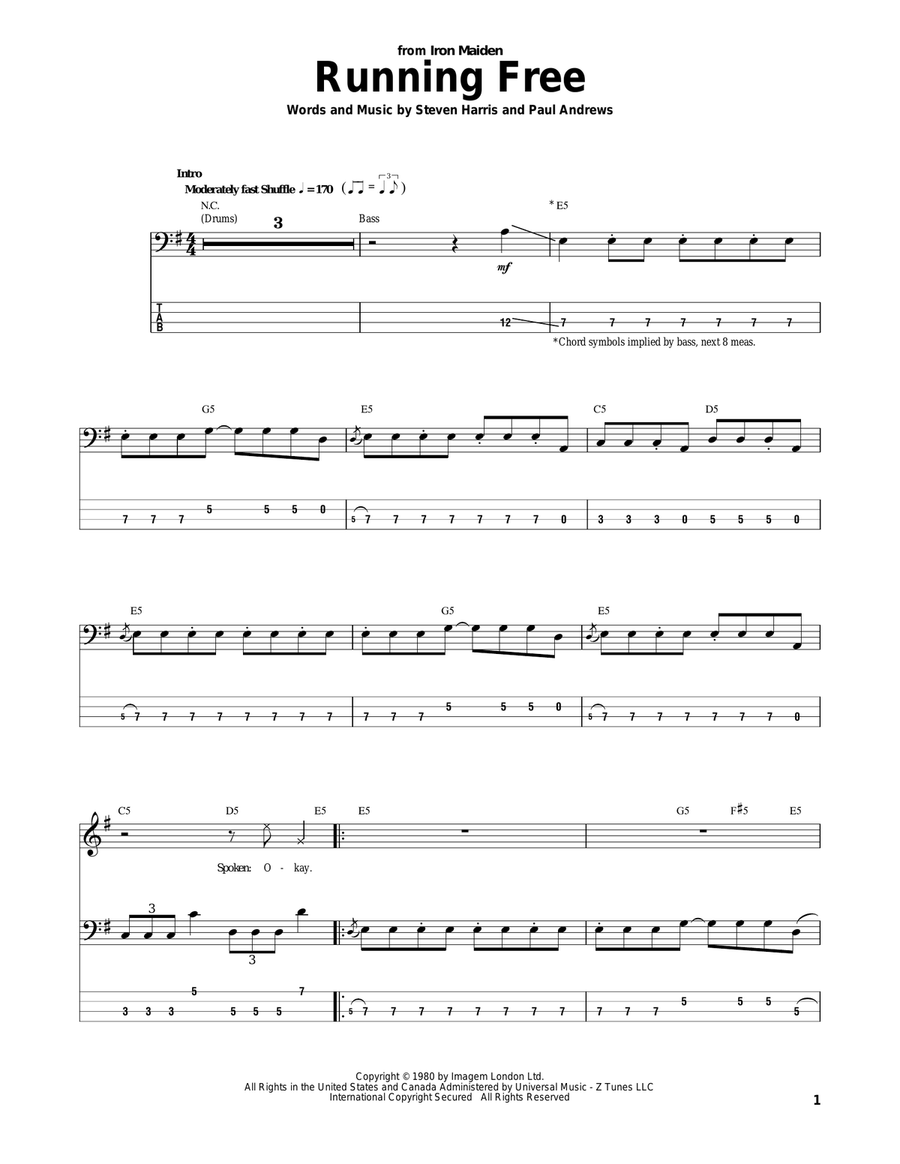 Running Free Acoustic Guitar scores gallery preview page 1