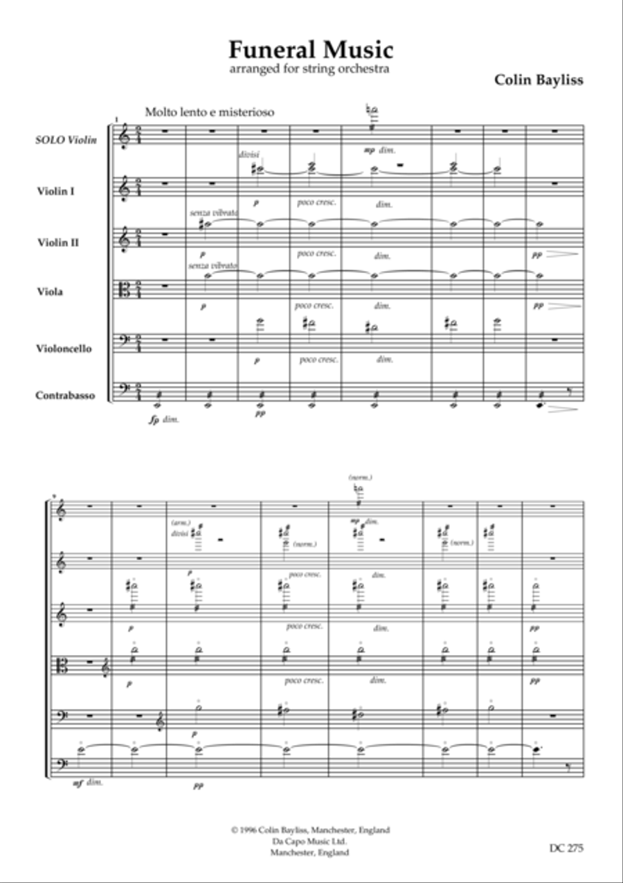 Funeral Music - arranged for string orchestra String Orchestra scores gallery preview page 1