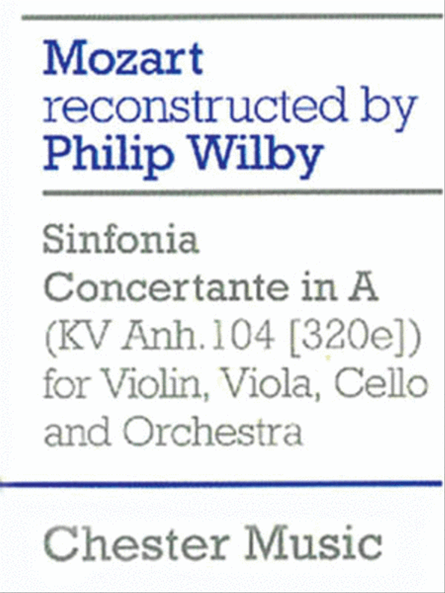 W.A. Mozart: Sinfonia Concertante in A (KV Anh. 104 [320e] for Violin, Viola, Cello, and Orchestra String Trio scores gallery preview page 1