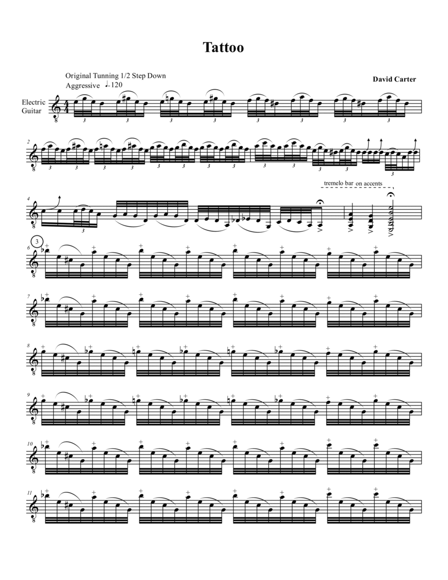 Tattoo for Electric Guitar Electric Guitar scores gallery preview page 1