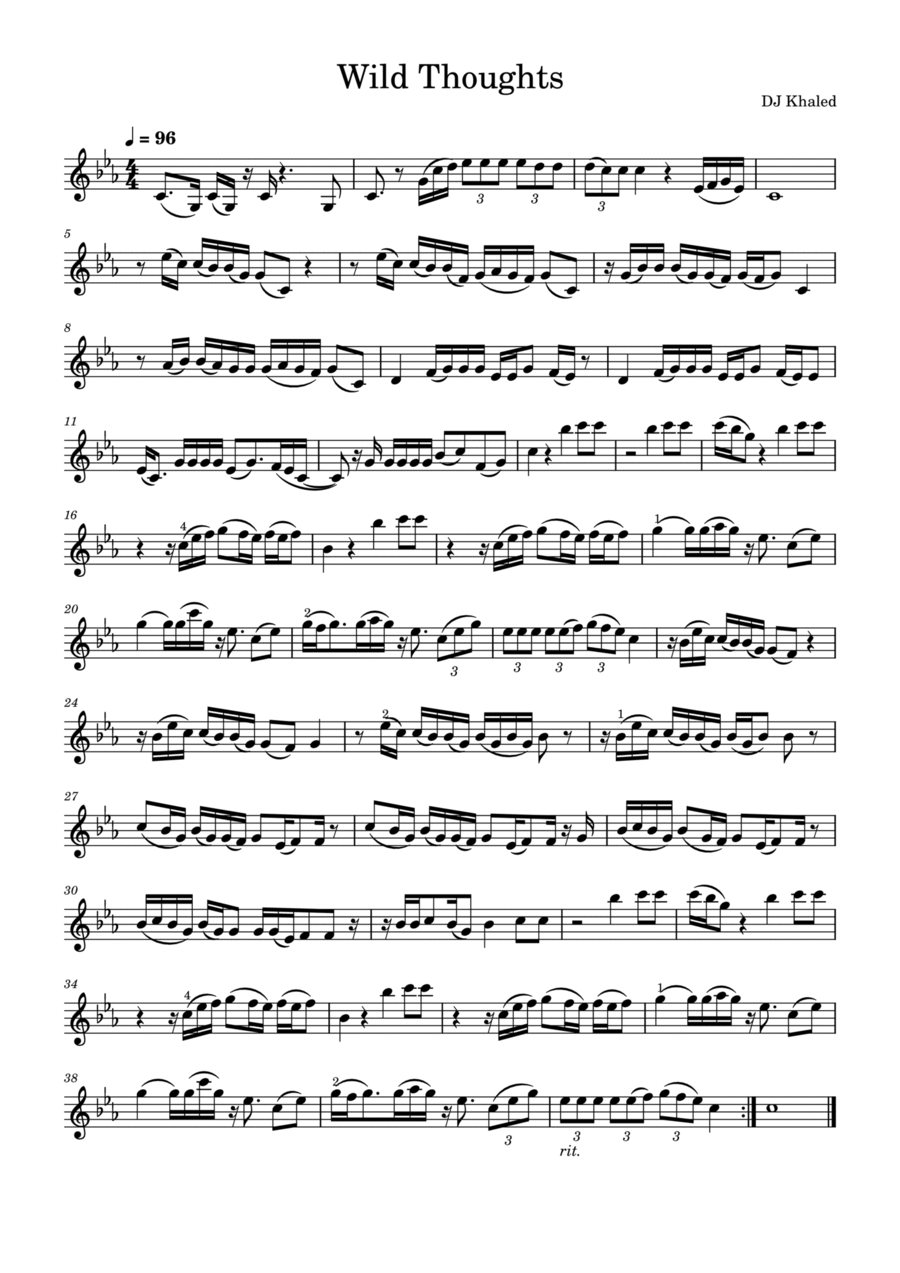 Wild Thoughts Violin Solo scores gallery preview page 1