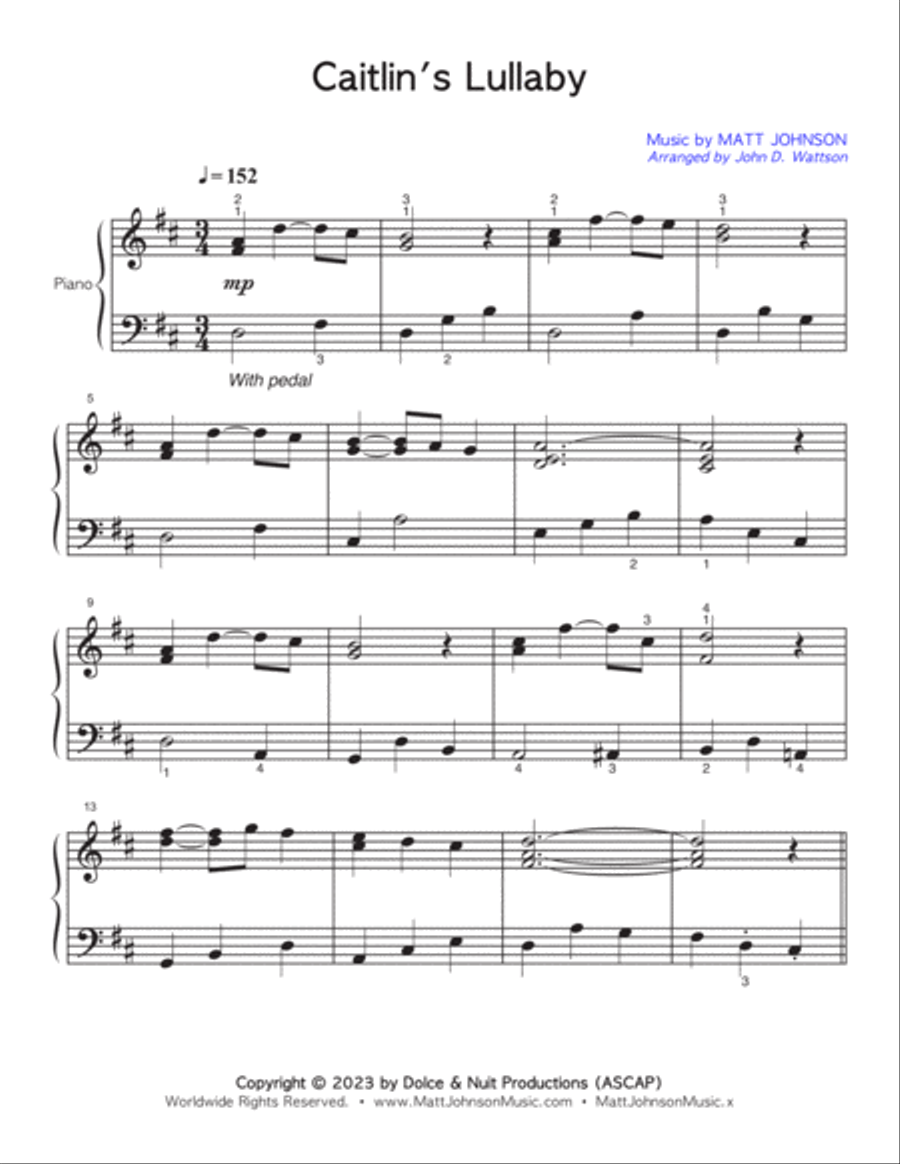 Caitlin's Lullaby • John D. Wattson Series Piano Method scores gallery preview page 2