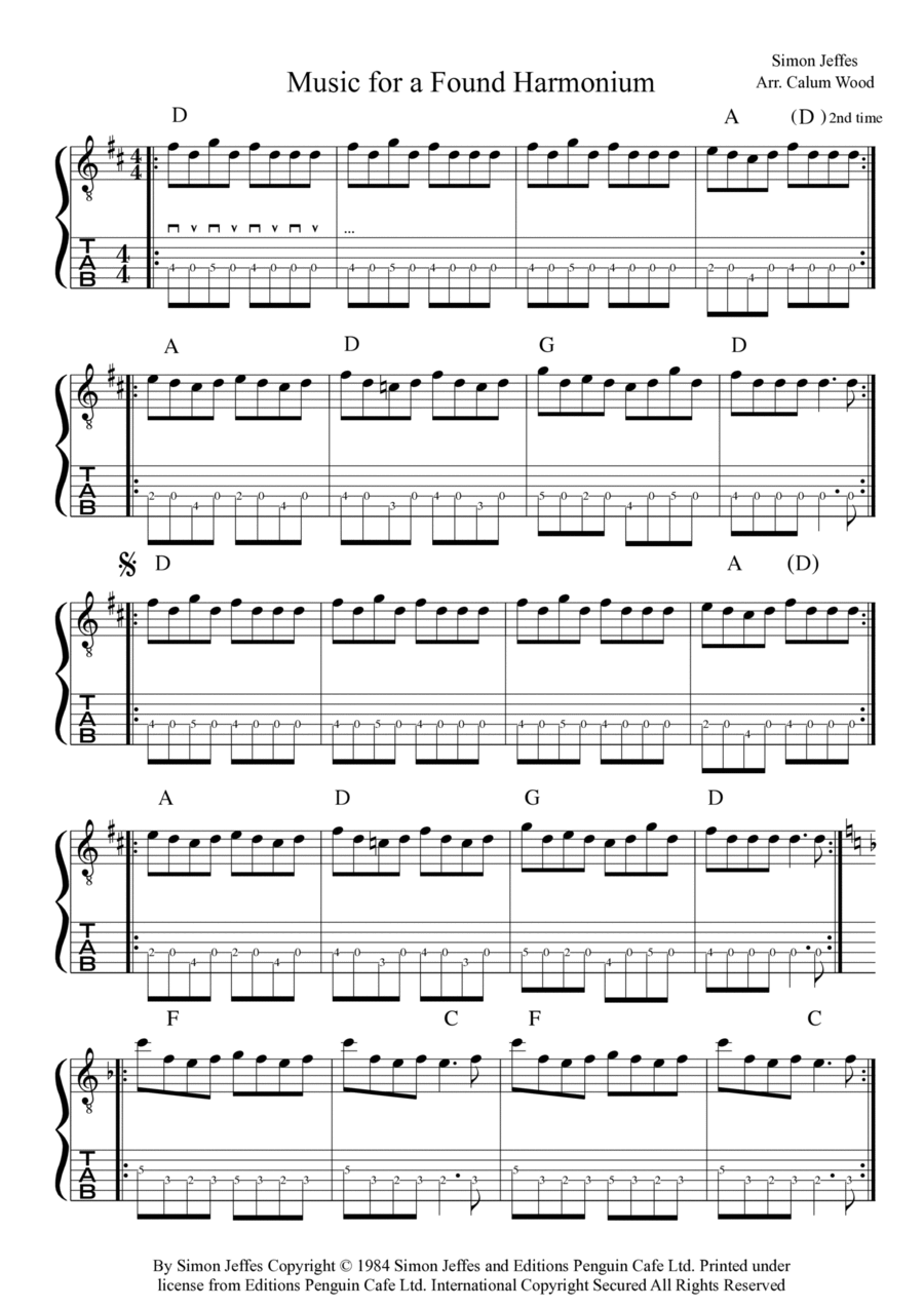 Music For A Found Harmonium Acoustic Guitar scores gallery preview page 1