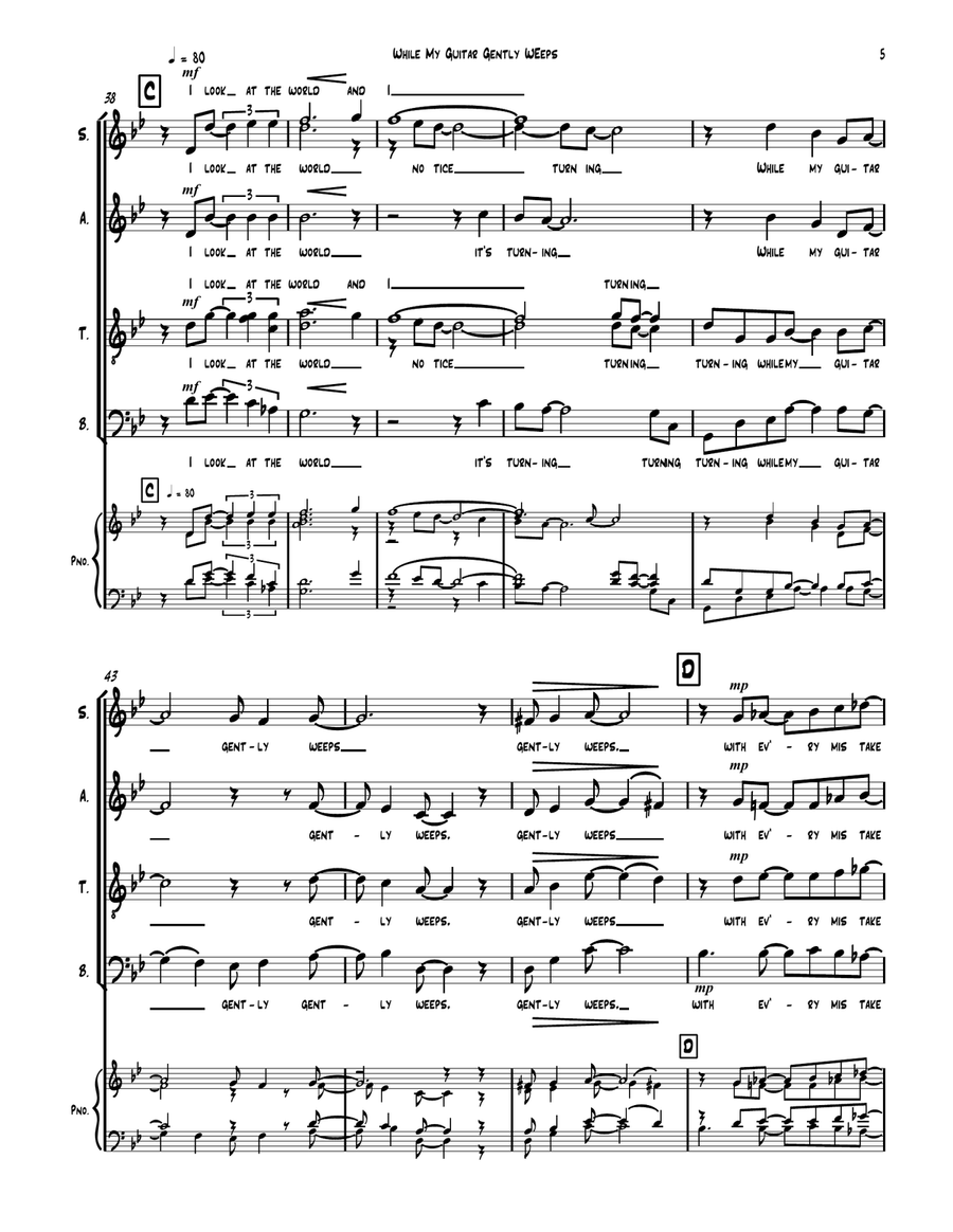 While My Guitar Gently Weeps 4-Part scores gallery preview page 5
