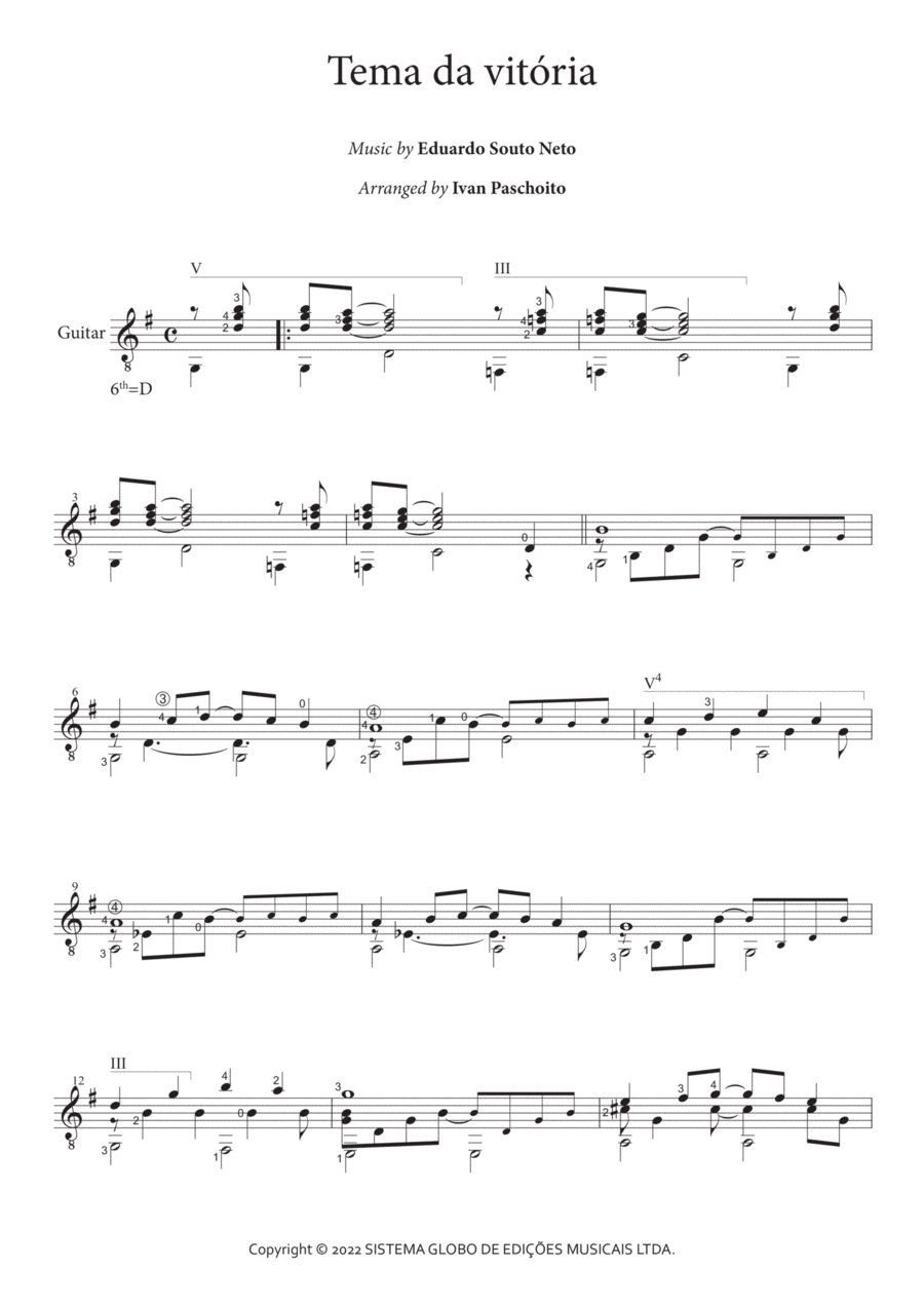 Tema Da Vitoria Tema Da Vitoria Classical Guitar scores gallery preview page 1