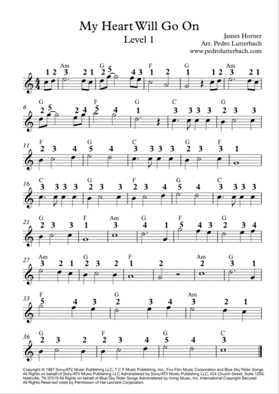 My Heart Will Go On (Love Theme from Titanic) Voice scores gallery preview page 1