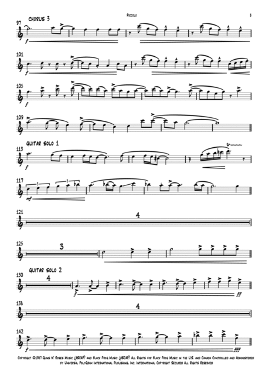 Sweet Child O' Mine Concert Band scores gallery preview page 3