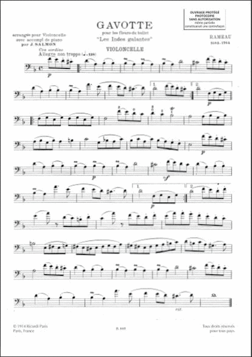 Gavotte Violoncelle Et Piano (Salmon