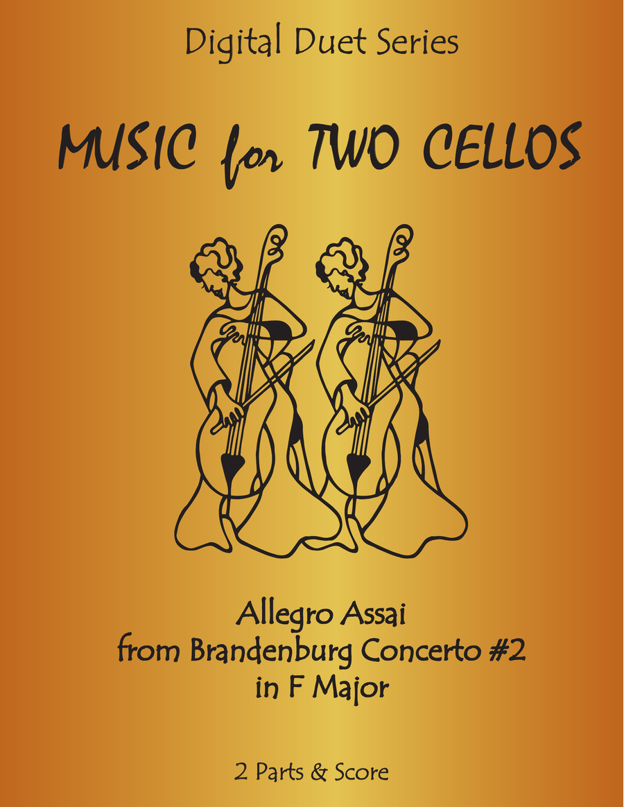 Allegro assai from Brandenburg Concerto #2 in F Major for Cello Duet (Music for Two Cellos) String Orchestra scores gallery preview page 1
