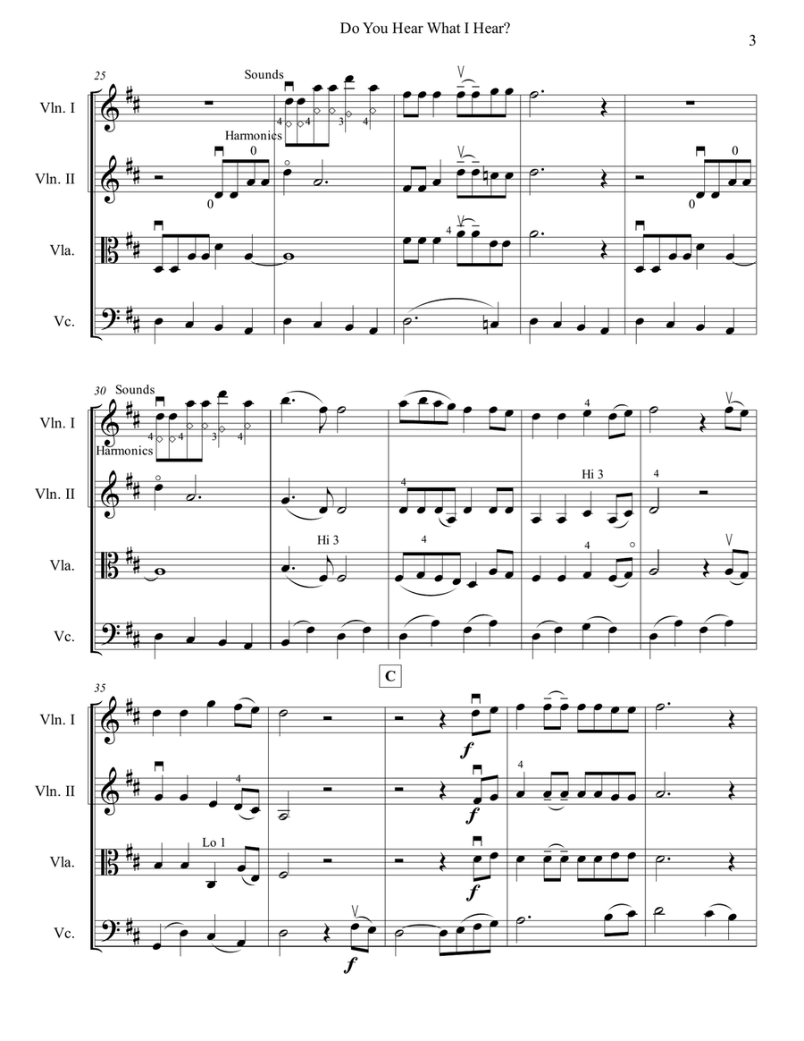 Do You Hear What I Hear String Quartet scores gallery preview page 6