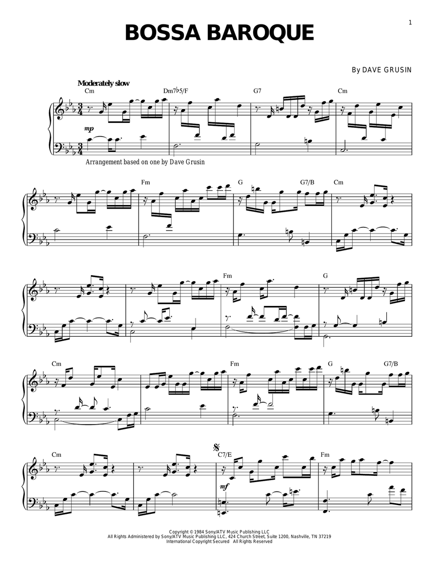 Bossa Baroque Bossa Baroque Piano Solo scores gallery preview page 1