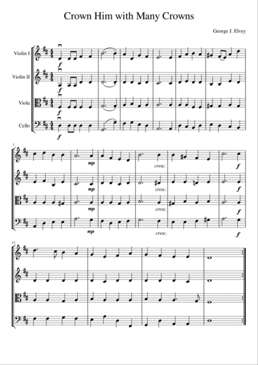 Crown Him with Many Crowns String Quartet scores gallery preview page 2