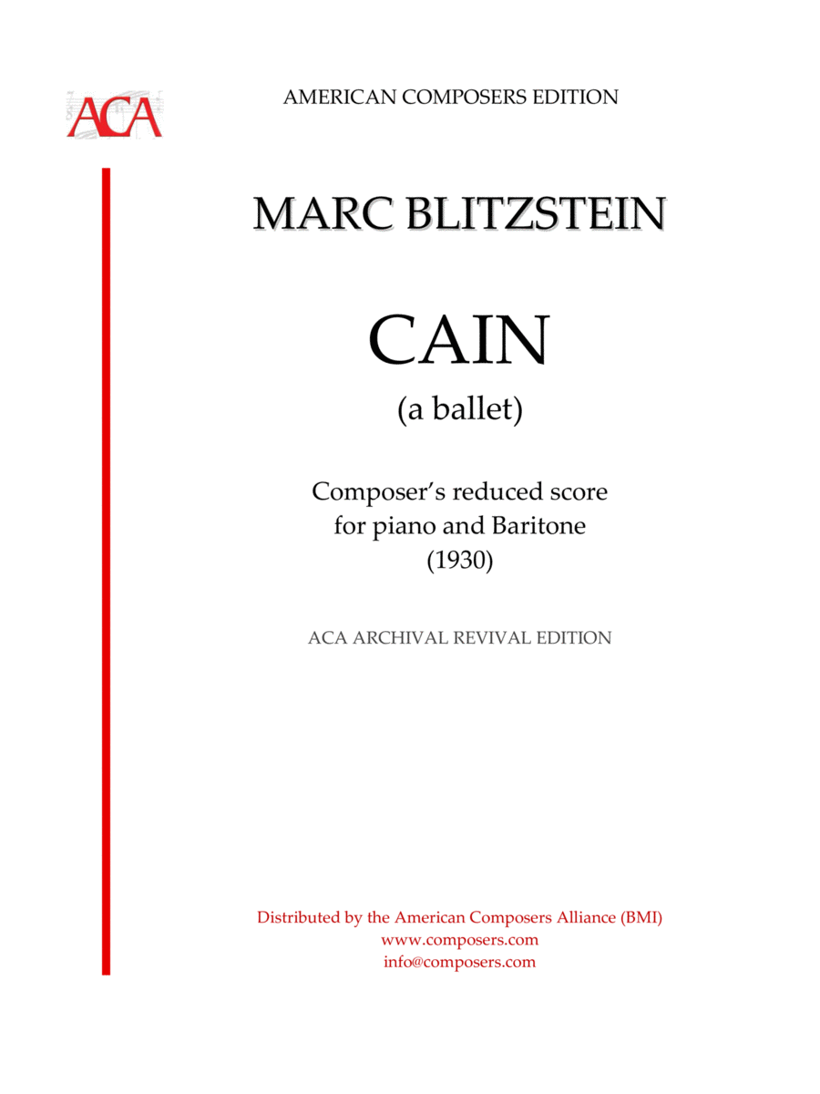 [Blitzstein] Cain Voice Solo scores gallery preview page 1