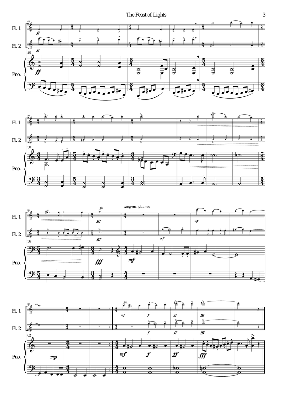 The Feast of Lights for 2 flutes and piano Flute Duet scores gallery preview page 3