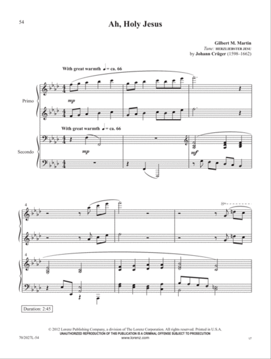 Four-Hand Favorites for Lent and Easter Piano Duet scores gallery preview page 20