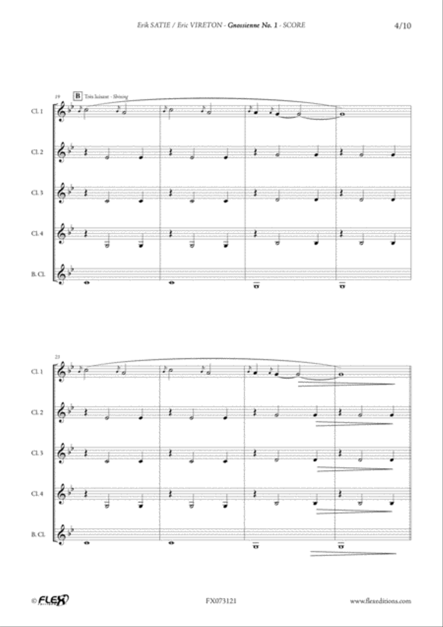 Gnossienne No. 1 Clarinet Quintet scores gallery preview page 4