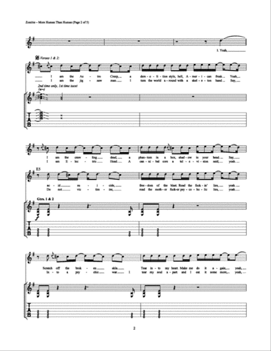 More Human Than Human Electric Guitar scores gallery preview page 2