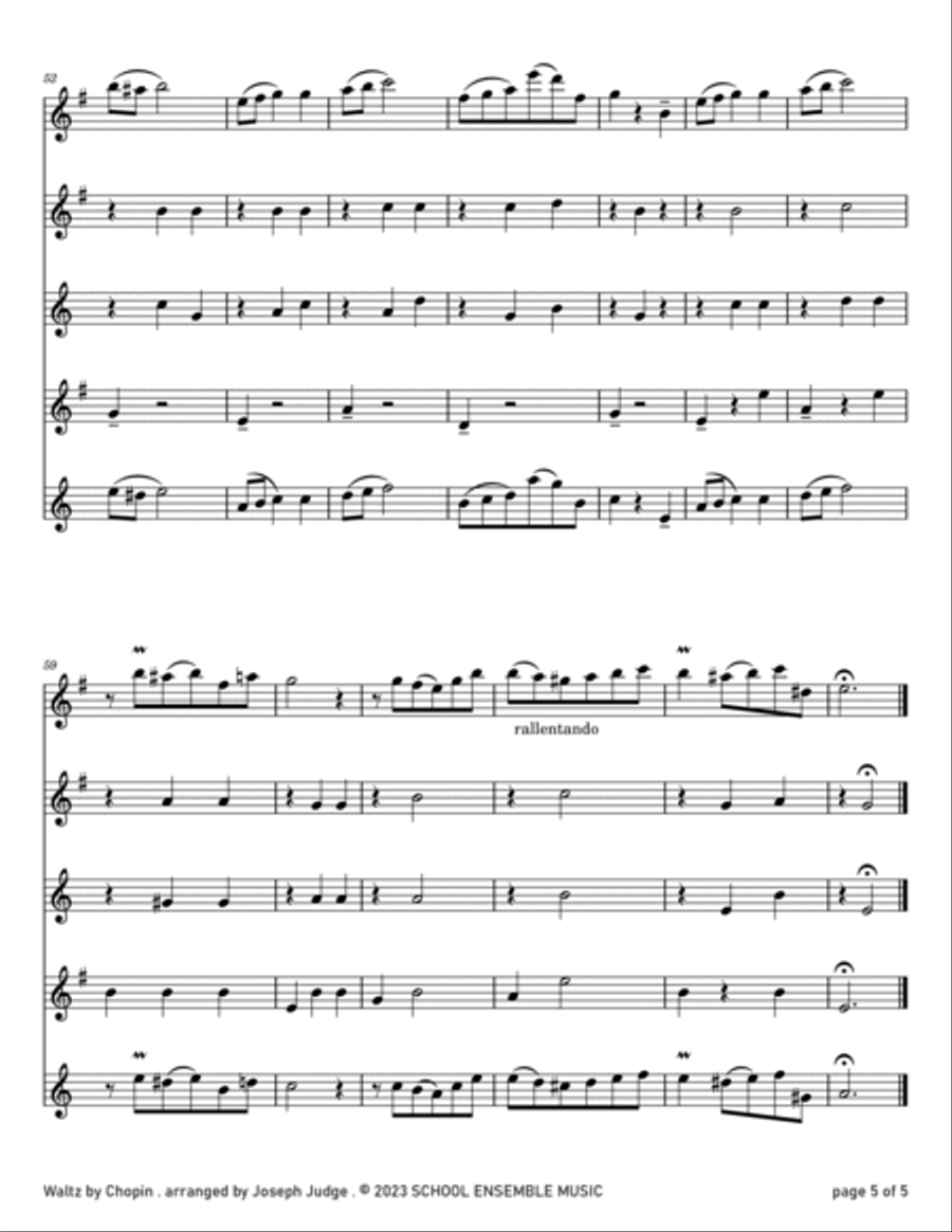 Waltz by Chopin for Saxophone Quartet in Schools Saxophone Quartet scores gallery preview page 5