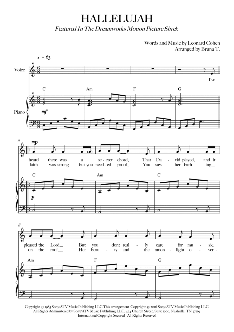 Hallelujah Voice scores gallery preview page 1