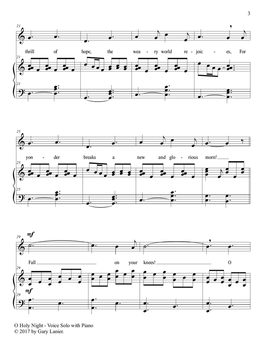 O HOLY NIGHT (Voice Solo with Piano - Score & Voice Part included) O HOLY NIGHT (Voice Solo with Piano - Score & Voice Part included) Piano, Vocal scores gallery preview page 4