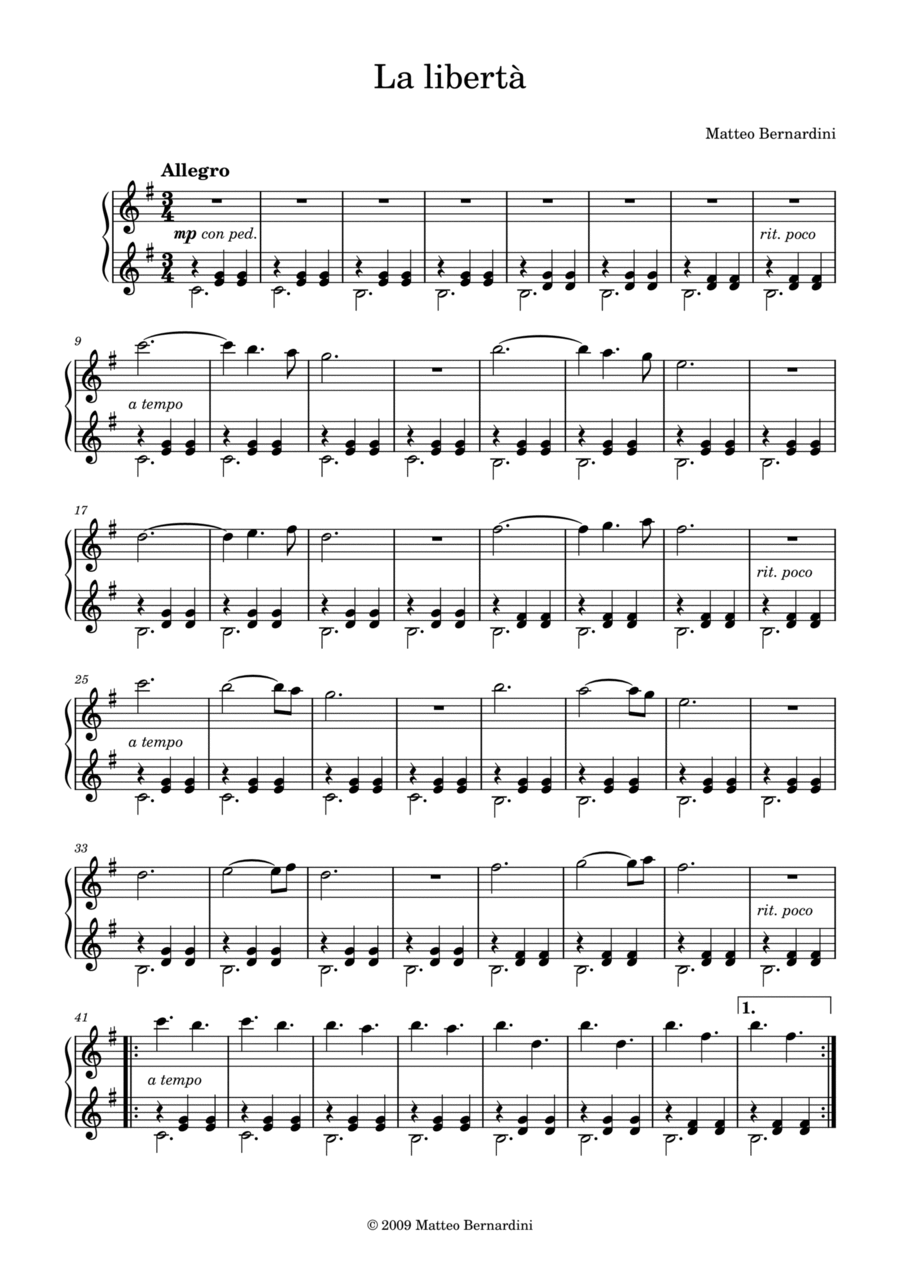 La libertà Easy Piano scores gallery preview page 1
