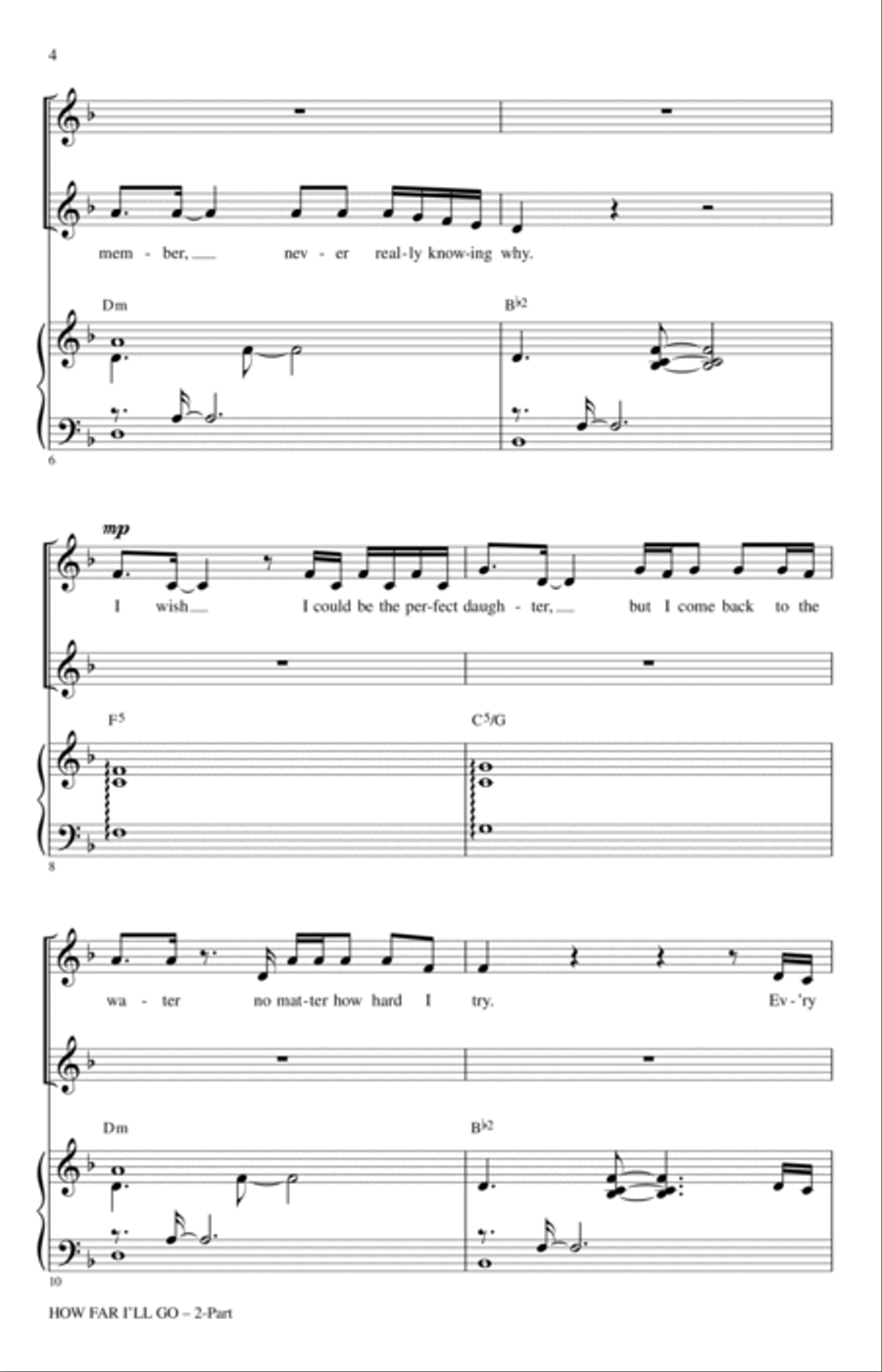 How Far I'll Go (from Moana) (arr. Audrey Snyder) 2-Part scores gallery preview page 2