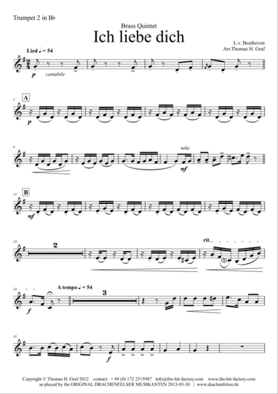 Ich liebe dich - Beethoven goes Polka - Brass Quintet Brass Quintet scores gallery preview page 6