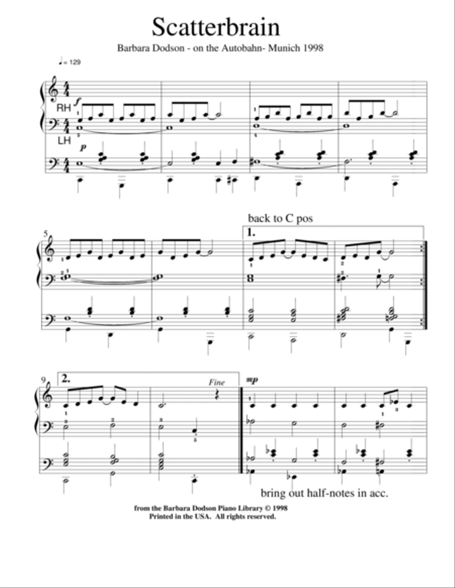 Scatterbrain Scatterbrain Easy Piano scores gallery preview page 1