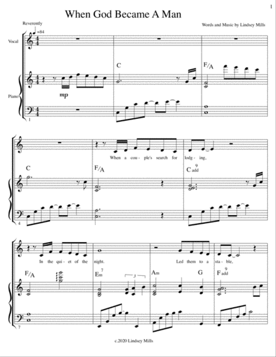When God Became a Man Small Ensemble scores gallery preview page 1